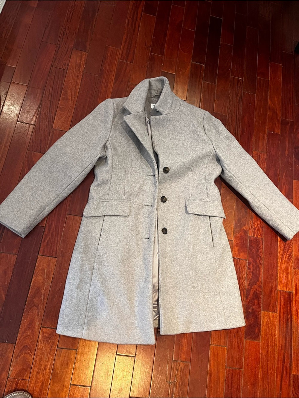 Laundry By Shelli Segal Light Gray Wool-Blend Pea Coat